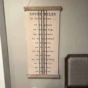 House Rules Canvas Wall Hanging - Cream